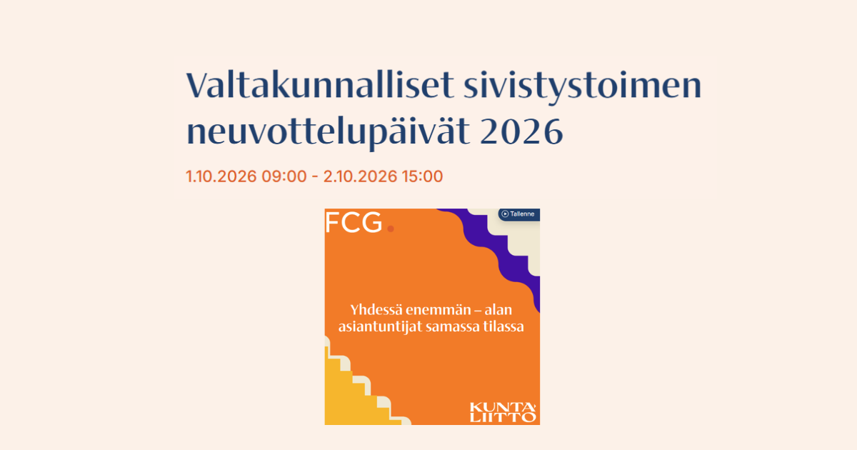 Sivistystoimen neuvottelupäivät 2026 ja Sivistyksen suunta -palkinto